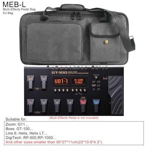 Effects Pedal Carrying Bag, 10mm Padding Multi Pockets Guitar Effects Pedal Case with Adjustable Strap and Water Proof Fabric, for Line 6 (L) - size: L