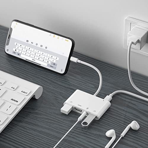 Lightning to HDMI Adapter for iPhone/iPad to TV Dual USB OTG Adapter