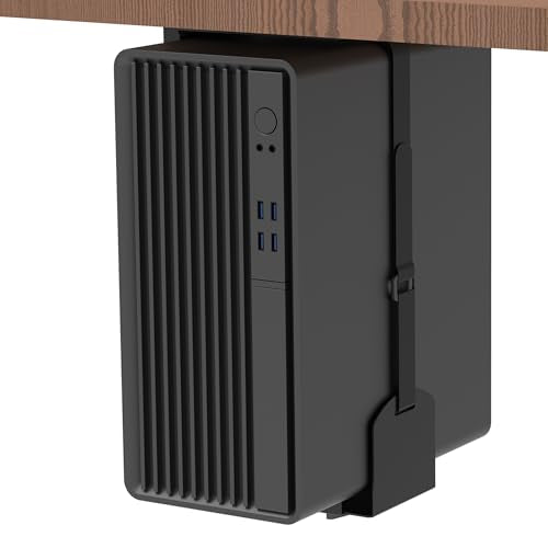 Universal Wall or Under Desk CPU Mount, Small PC/NAS Bracket – 4.5 to 9.2 inch Wide Computer Holder, Space-Saving Design with Safety Lock,Max Load 32Lbs