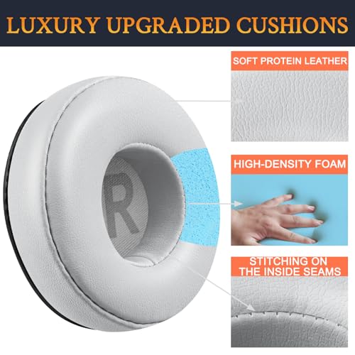 SOULWIT Earpads Replacement for JBL Tune 450BT/Tune 460BT/Tune 500BT/Tune 510BT/Tune 520BT/Tune 530BT/JR 300BT/JR 310BT/E40BT/Junior 320BT, Ear Pads Cushions with Soft Protein Leather - Grey - color: Grey