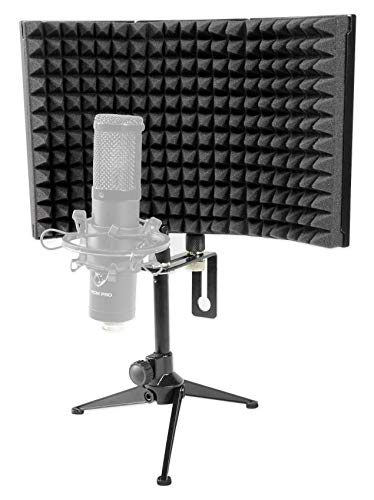 Mackie EM-91CU USB Condenser Recording Zoom Podcast Microphone with Shockmount Bundle with Rockville RockShield 1 Studio Microphone Isolation Shield w/Sound Dampening Foam