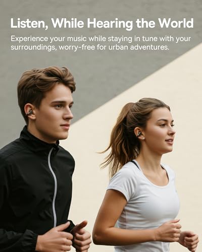 Baseus Bowie MC1 Open Ear Clip-On Earbuds, Adaptive Comfort with Anti-Drop Design, Impactful Sound with Adaptive Bass Boost, Adaptive Noise Cancelling Calls, IP57 Waterproof, 40H Playtime, Lightweight - color: Black