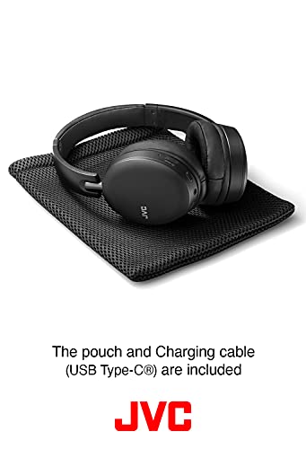 JVC Noise Cancelling Wireless Headphones, Bluetooth 5.0, 42 Hour Rechargeable Battery, Voice Assistant Compatible, Two-Way Foldable Design - HAS91NB (Black)