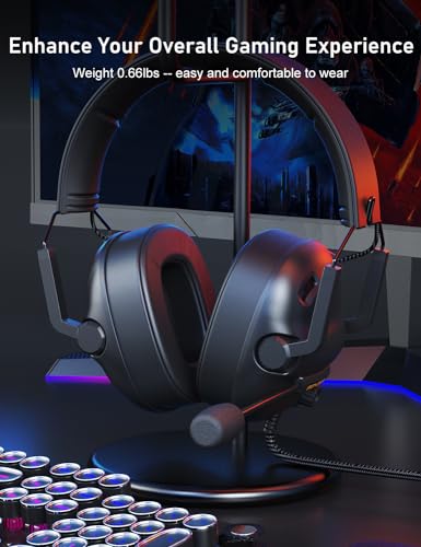 SENZER SG500 Gaming Headset with Noise Cancelling Microphone Black | Surround Sound Wired Gaming Headset Memory Foam Padding - Portable Foldable Headphones for PC, PS4, PS5, Xbox One, Switch - color: Black