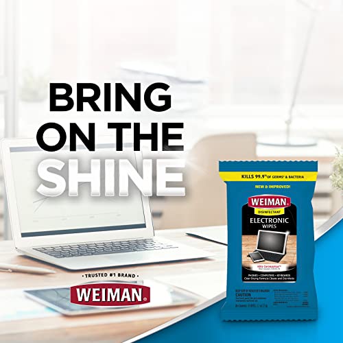 Weiman Electronic Disinfecting Wipes- 2 Pack - Safely Clean Your Laptop, Computer, TV, Screen Equipment-Electronic Cleaner Wipes-15 Count
