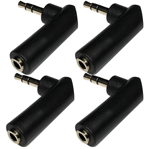 CESS 3.5mm Right Angle Male to Female Stereo Adapter, 4 Pack