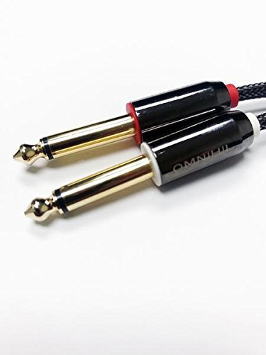 3.5 mm TRS to Dual 1/4 inch TS Premium Stereo Breakout Cable 15 feet Long Compatible with Fender Rumble 15 v3 Bass Combo Amplifier
