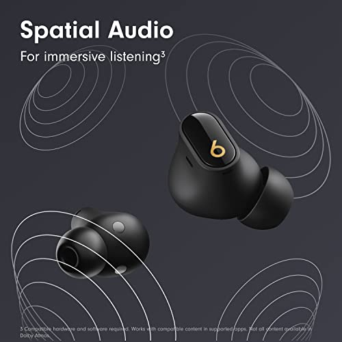 Beats Studio Buds + | True Wireless Noise Cancelling Earbuds, Enhanced Apple & Android Compatibility, Built-in Microphone, Sweat Resistant Bluetooth Headphones, Spatial Audio - Black/Gold - color: Black/Gold, style: Standalone