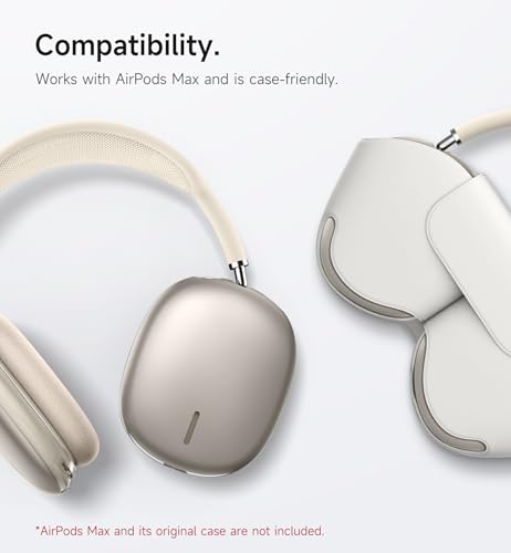 SURITCH for AirPods Max Case, TPU Anti-Scratch Ear Cups Cover, Rugged Shockproof Accessories Protective Cover - Natural Titanium - color: Natural Titanium