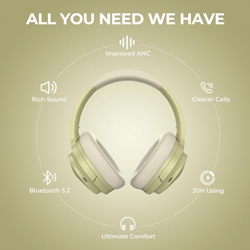 Silensys Hybrid Active Noise Cancelling Headphones, Wireless Over Ear Bluetooth Headphones, Hi-Fi Audio, Deep Bass, Memory Foam Earpads, 30H Playtime, Clear Calls, Travel, Office, Home, Gold Pcs - color: Gold