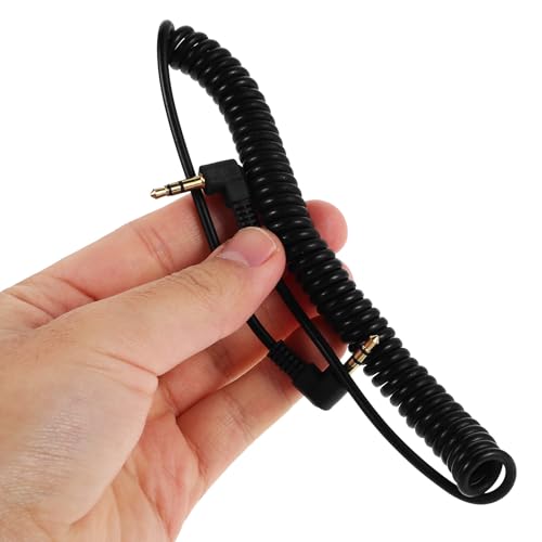 Zerodeko Coiled 3.5mm Stereo Aux Audio Cable Right Angle Connectors Portable for Home Car Audio Devices