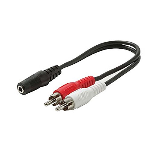 2 RCA Male to 3.5mm Stereo Female Adapter 6" Inch Cable Dual RCA Male Y Stereo 3.5 mm Female Shielded Audio Splitter Cable Signal Separating Shielded Push-in Component Jack Plug Connector