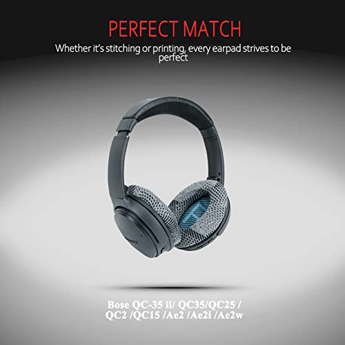 Instant-Chill Professional Bose Headphones Ear Pads, Fits Bose QuietComfort 35 ii /QC35 /QC25 /QC2 /QC15 /Ae2 /Ae2i /Ae2w /SoundTrue & SoundLink(Over-Ear), Cooling-Gel, by Krone Kalpasmos – Blue Scrim - color: Cooling-Gel Blue