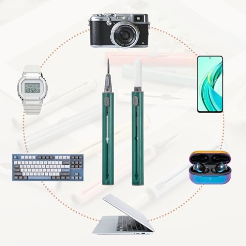 4PCS Earphone Cleaner Kit - Ultra Portable Multi-Function Cleaner Kit Soft Brush for Bluetooth Earphones Case Cleaning Tools, Dark Green - color: Dark Green