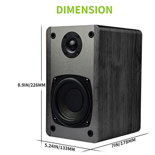 SINGING WOOD T25 Passive Bookshelf Speakers (Pair) - 60W Home Stereo Audio - 4" Woofer, Silk Dome Tweeter - Wall Mountable - Perfect for Home Theater, Studio Monitor, Record Player - Black Wood Finish
