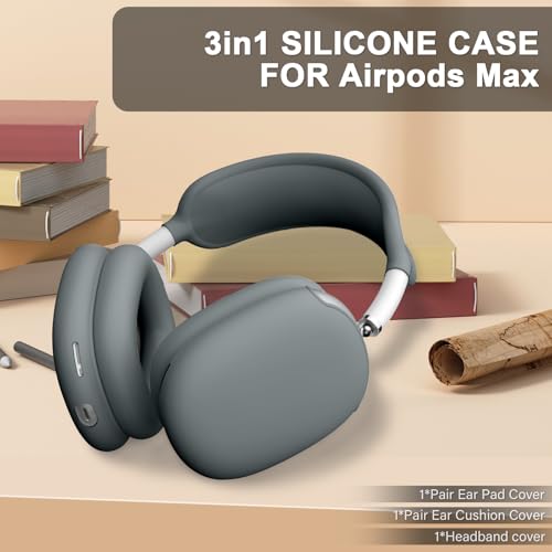 Maxjoy for AirPods Max Case, Soft Silicone Ear Cups & Headband Cover, Anti-Scratch Protective Accessories, Gray - color: Gray