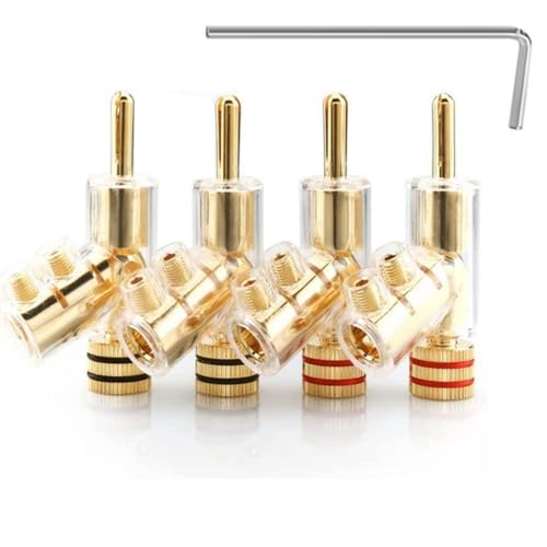 Tertullus 4Pcs Banana Clips Connectors Banana Plugs forSpeaker Wire Gold Plated Screw Locking Connectors forSpeaker Wire, AV Receiver, Amplifier, Surround Sound - size: Clipplug-G