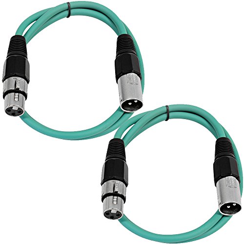 Seismic Audio - SAXLX-3-2 Pack of 3' XLR Male to XLR Female Patch Cables - Balanced - 3 Foot Patch Cord - Green and Green - color: Green and Green