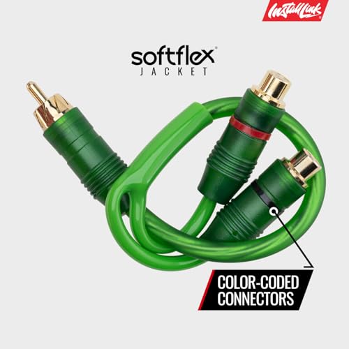 Install Link RCA Y Adapter Cable, 1-Male to 2-Female Splitter, 2-Pack (OFC) | Pure OFC Copper, 1ft, Feeds One Stereo Signal to Two Components, for Subwoofer, Home Theater, Car Audio Amplifier, Studio - color: Frosted Green, size: 1-Male to 2-Female