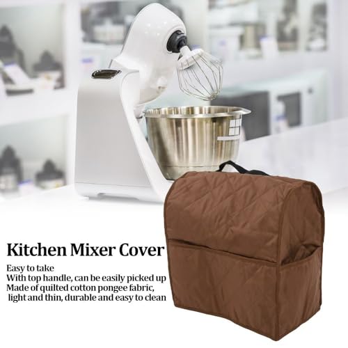 Stand Mixer Cover with Storage Pockets and and Handle Dust Proof Protective Bag for 4.5QT Mixers and Small Kitchen Appliances(Brown) - color: Brown