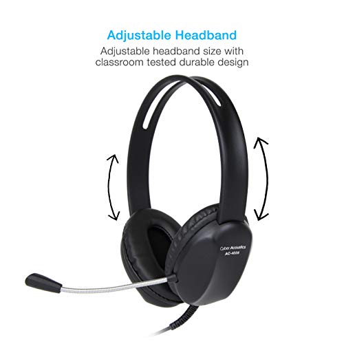Cyber Acoustics AC-4006 USB-A Stereo Headset with Microphone, 20 Pack | Made with 60 Percent Recycled Plastic, Durable, Crisp, and Clear Communication, in K-12 Classrooms or Home - size: 20 Pack - USBA