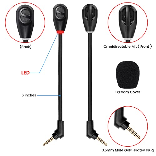 Microphone for HyperX Cloud Flight & Flight S Gaming Headsets | Detachable Mic Boom with LED Mute Indicator for PC PS5 PS4 Xbox Series X/S