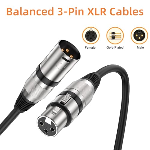 XLR Cables, XLR Male to Female Microphone Cables 10 Feet 6 Pack - size: 10 Feet-6 Pack