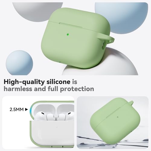 Ljusmicker for AirPods Pro 3 Case 2025 with Cleaner Kit,Pastel Green | Soft Silicone Protective Cover for Apple AirPod Pro 3rd Generation Case with Keychain for Women Men,Shockproof - color: B1-Pastel Green