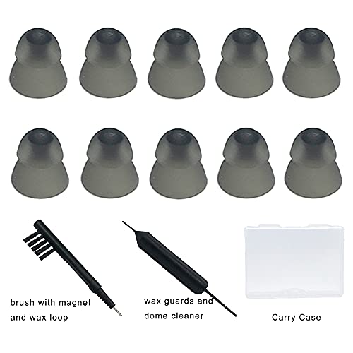 Smokey Hearing Aid Power Domes Close Domes Ear Tips for Resound Sure Fit Style RIC RITE and Open Fit BTE Hearing Amplifier with Cleaning Tools Brush Cleaner and Carry Case (Smokey, Small) - size: Small