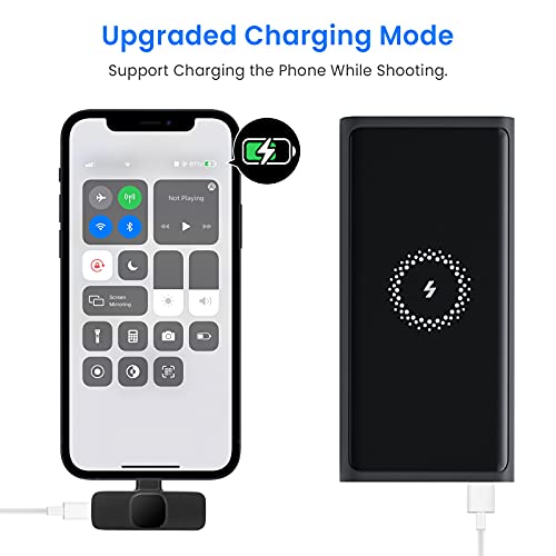 AngLink Wireless Lavalier Microphone for iPhone 7 8 X XR XS 11 12 13 14 Max Pro SE - 2.4GHz Plug&Play Lapel Mic with Clip for Video Recording YouTube Tiktok Facebook Live Stream Vlogging | Black