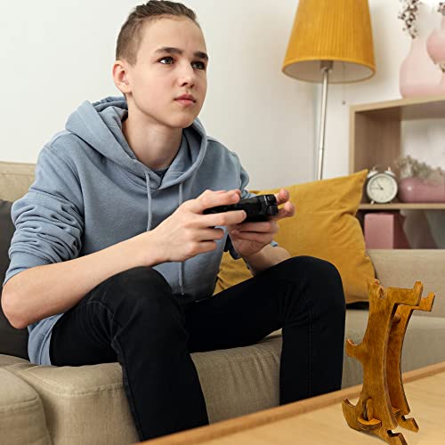 Wooden Controller Stand - Dual Game Controller Holder | Headphone Hanger, Phone Stand, Universal Gaming Accessories, Portable Headset Storage Organizer