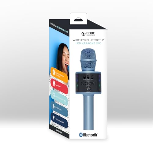 Wireless Bluetooth Karaoke Microphone with Built-in Speakers + HD Recording, Portable Handheld Mic | Blue