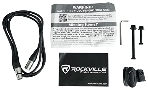 Rockville ROGAN STAND Pro Boom Arm Mic Stand with Fixed Mount, Desk Clamp | Built-in 6.5' XLR Cable, Aluminum, Foldable, No Springs, 5/8" Mic Threads, Safety Locking Pin, 38" Arm, Mic Clip Included