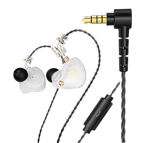 DX2 in Ear Earphone HiFi Earbud with New 10mm Composite Magnetic Dynamic Driver in Ear Monitor Earbuds with Detachable C Pin 0.75MM Cable(with Mic,White) … - color: White, size: With Mic