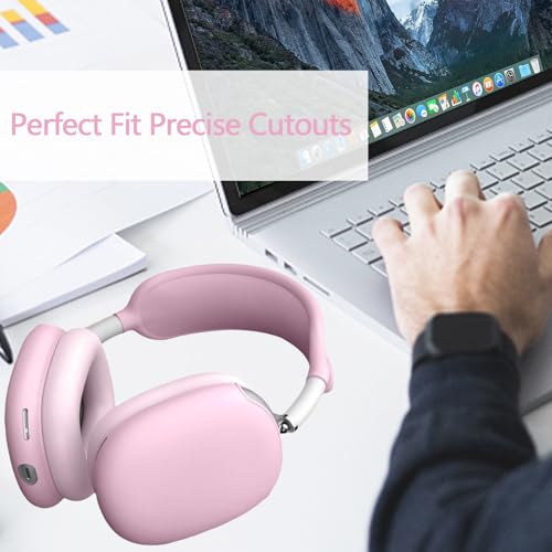 3-in-1 Silicone Case Cover for AirPods Max 2/AirPods Max Headphones, Apple AirPod Max Accessory Protective Cover, Headband/Ear Cups/Ear Pad Covers, Anti-Scratch and Sweatproof (All Pink) - color: All pink