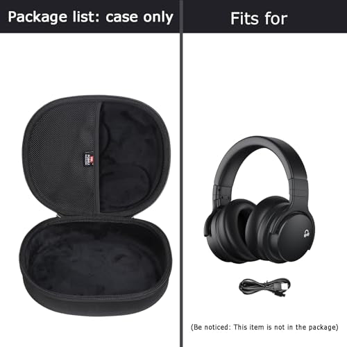 FBLFOBELI Hard Headphone Storage Case for Silensys E7 / PurelySound E7 / MOVSSOU E7 / COWIN E7 / Tapela E7 / Audonia E7 Active Noise Cancelling Bluetooth Headphones (Case Only) (Black) - color: Black