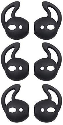 Air Pods Earbuds Hook Covers - Anti-Slip Silicone Ear Tips Compatible with Air Pods 2 & 1, 3 Pairs Black - color: Black