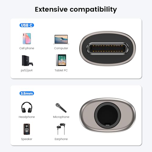 MOSWAG USB C to 3.5mm Headphone Adapter, Wide Compatibility, Plug and Play for Samsung, iPad, Pixel, Huawei | Zinc Alloy Adapter Compatible with iPhone 15 Plus Samsung GalaxyS23 S22 S21 S20 S10 Plus, Ultra S21+, Pixel 7/6, Pad Pro 6 - color: Silver, size:
