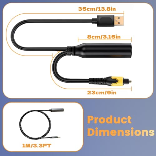 192KHz DAC Optical to 6.35mm Female TRS Converter,Optical Audio Cable to 1/4" Cable Adapter,Digital to Analog Audio Converter for HDTV DVD Set-top Boxes(O-ptical to 1/4") Aux Cable - 3.3FT - size: 3.3FT