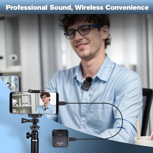 Wireless Lavalier Microphone for iPhone, Android Phone, Camera with Real-Time/Audience Monitoring, Audio Ducking, Accompaniment, Reverb, Mute, Noise Cancellation - Mini Clip-on Lapel Bluetooth Mic
