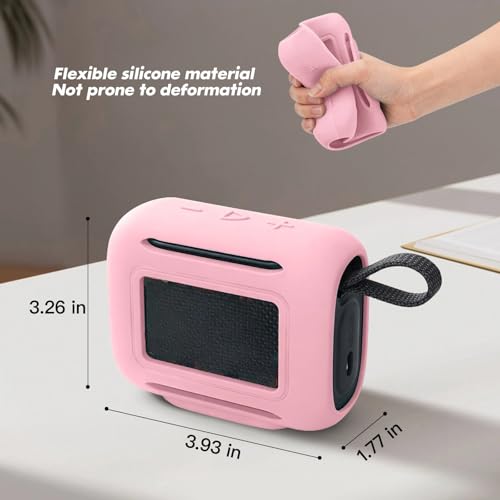Silicone Cover Case for JBL Go 5 Bluetooth Speaker, Portable Speaker Travel Case Protective Cover Sleeve with Carabiner for JBL Go 5, Dustproof, Shockproof and Scratch-resistant (Pink) - color: Pink