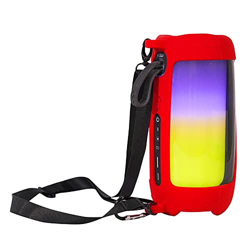Silicone Carrying Cover for JBL Pulse 5,Travel Protective Soft Silicone Cover Sleeve Case Fit for JBL Pulse 5 Bluetooth Speaker (Red) - color: Red