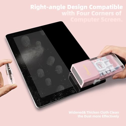Keyboard Cleaning Kit, All-in-One Laptop & Computer Screen Cleaner, Pink | Multi-function Electronic Cleaner, Soft Bristle Brush, Computer Screen-safe Spray, Compact, for MacBook, iPad, iPhone, earbud - color: Light Pink