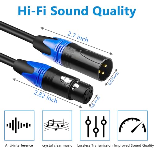 XLR Cables 3ft 4 Pack, Male to Female Microphone Cable | Gold-Plated 3-Pin, Oxygen-Free Copper, Short XLR Patch, Balanced Shielded Mic Cord - size: 3ft-4p