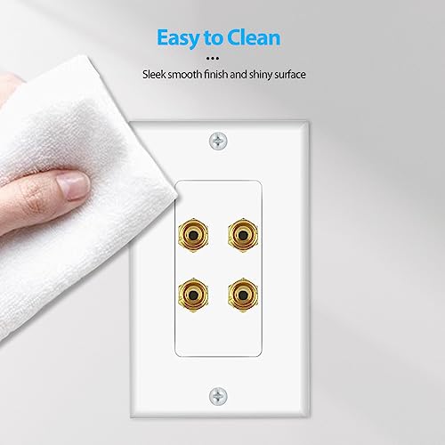 Banana Binding Post Wall Plate for 2 Speakers, White