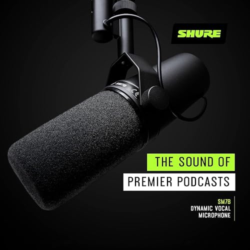 Shure SM7B Dynamic Vocal Microphone for Streaming, Podcast, & Recording with 20ft XLR Cable
