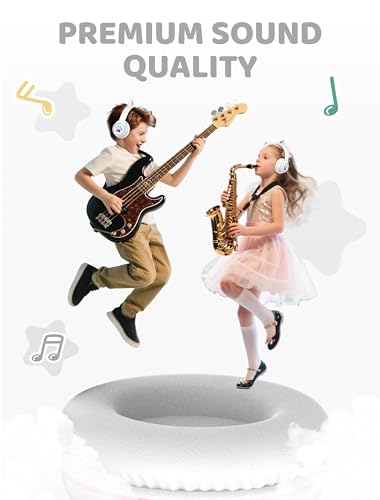 Bluetooth Headphones Wireless Cat Ear 60H/8H with LED Light Mic White | Adjustable Headband Foldable Over-Ear Headset for Kids/Tablet/iPad/Laptop,HD Stereo Sound,Aux Aux 3.5mm - color: White