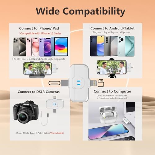 MAYBESTA Wireless Lavalier Microphone for iPhone Android Phone | Bluetooth Lapel Mic, Clear Voice, Noise Cancelling, Charging Case, Mini Clip on, Podcast Vlogging TikTok Interview - color: White(With Charging Case)