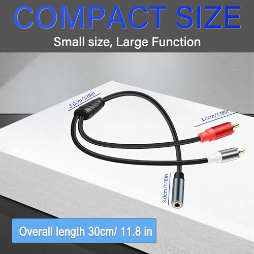 3.5mm to 2 RCA Audio Cable 1/8 to Dual RCA Adapter Audio Y Splitter Cable Gold Plated Plug 3.5mm Female Jack to 2 RCA Male Stereo Audio Cable for Tablet Laptop Headset 0.98FT(2pcs) - style: 3.5 female