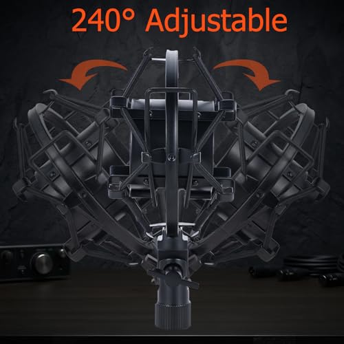 Microphone Shock Mount, Metal Mic Holder Clip for 1.65-1.85"(42-47mm) Diameter Condenser Mics Reduce Vibration Noise and Improve Recording Quality for Bluebird Baby Bottle CAD U37 GXL2200